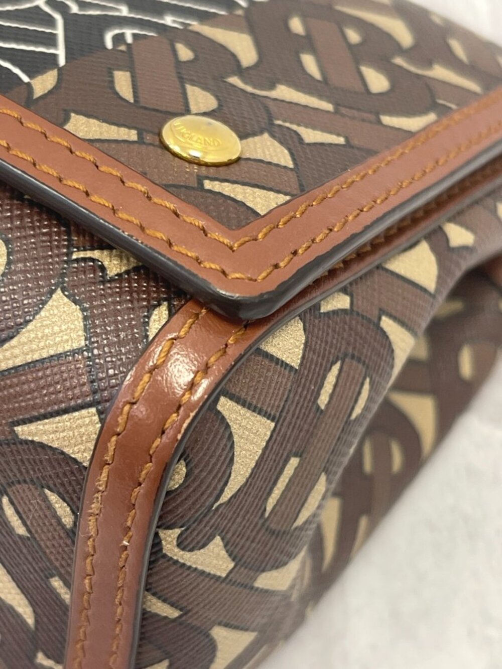 Burberry TB Monogram Coated Canvas & Leather Hackberry Shoulder Bag - Preowned - Picture 14 of 16